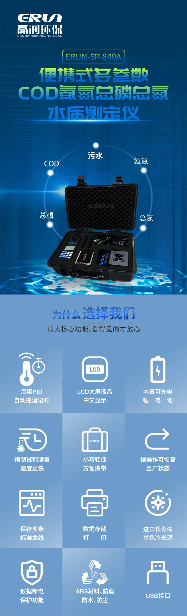 便攜式多參數(shù)COD、氨氮、總磷、總氮水質(zhì)測(cè)定儀