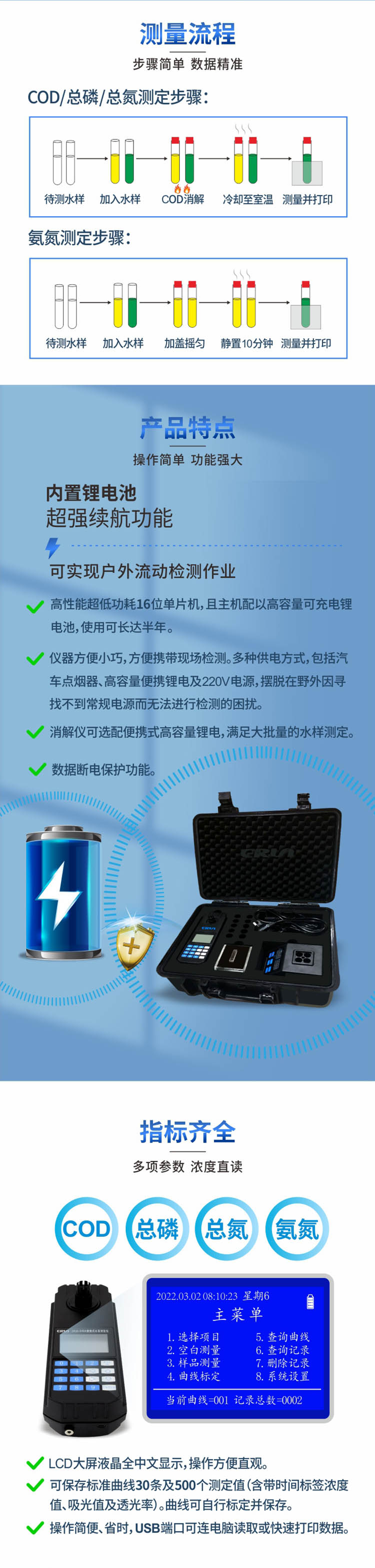 便攜式多參數(shù)COD、氨氮、總磷、總氮水質(zhì)測(cè)定儀